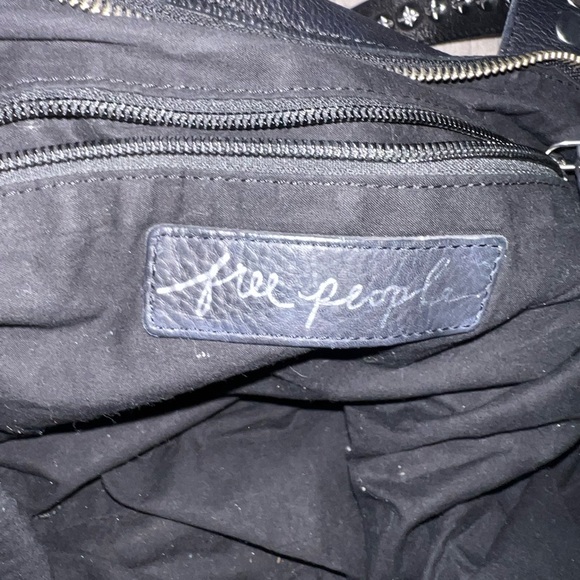 Free People Black Leather Tote with Silver Studs - Picture 3 of 4